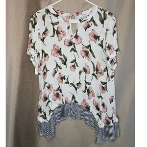 Jodifil, Cream, Mauve, Moss, Blue, Top, Size: L